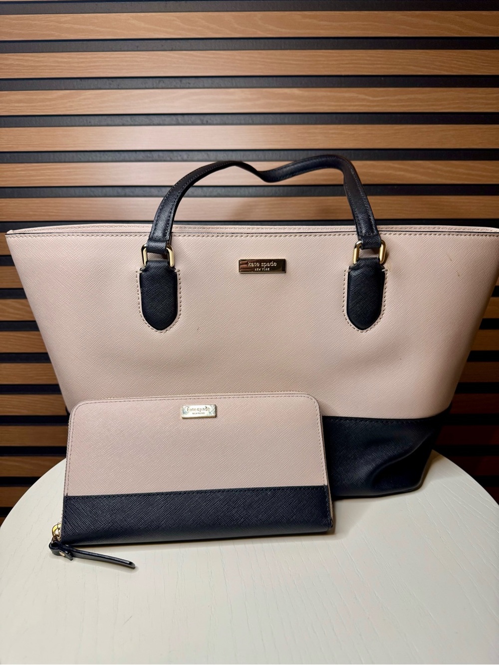 Kate Spade Blush & Black Matching Bag + Wallet Set | Chic Colorblock Duo